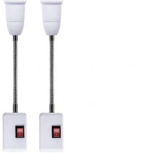 Paquet de 3 supports d'applique murale enfichables flexibles,adaptateur d'extension de douille d'ampoule E27 avec interrupteur marche/arr&ecirc;t - Neuf