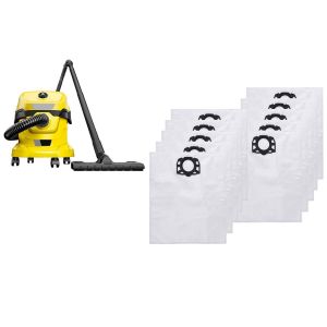 Lot de 10 sacs &agrave; poussi&egrave;re filtrants en polaire pour aspirateurs Karcher WD4, WD5, WD6, MV4, MV5, MV6, WD5P et WD6P - Neuf