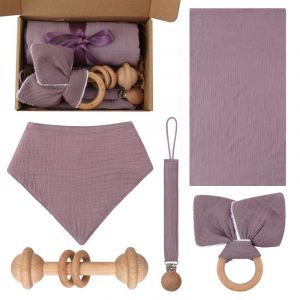 Anneau éducatif de gymnastique Mobile pour,jouet de dentition,bavoir en coton pour bébé,gaze,anneau en bois,hochet,jouet en laine au Crochet,chaîne de sucette - Type A - Neuf