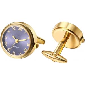 Eryi-Montres Boutons De Manchette Hommes Montre De Poche : Ronde Analogique Quartz Bouton De Manchette Montre Avec Chiffres Romains Boutons De Chemise Manchettes Cadeaux Pour Hommes Mariage - Neuf