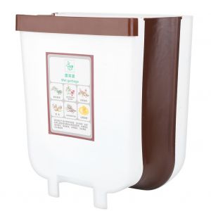 Poubelle murale pliable et portable a suspendre sur une porte d'armoire de cuisine, blanche, taille L - Neuf