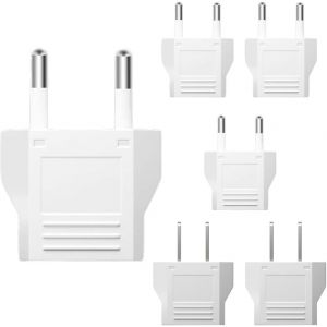 Eryi-Lot De 6 Adaptateurs Américains (4) + Adaptateurs Européens (2) En Cadeau. Prises 6 A 110/250 V De Voyage Vers Usa-Canada-Cuba-Mexique-Europe-Chine-Japon (Blancs) - Neuf