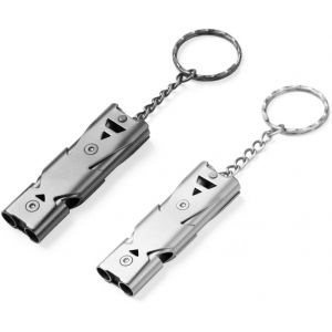 Sifflet De Signalisation 2, Sifflet En Acier Inoxydable &Agrave; D&eacute;cibels &Eacute;lev&eacute;s Et Porte-Cl&eacute;s, Survie En Montagne, Sports D'urgence, Camping, P&ecirc;che, Randonn&eacute;e Et Chasse - Neuf