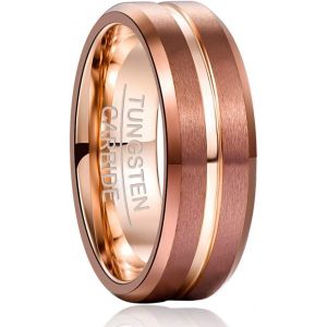 Bnhgc-Bague Homme/Femme En Tungstène 8mm, Bague Anneau De Mariage/Fiançailles/D'amitié/Bague De Qualité Multicolore Bijoux De Mode, Taille 47(15.0)-80(25.5) - Neuf