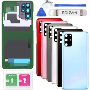 KALANKA-Vitre Arri&egrave;re pour Samsung Galaxy S20+ Plus G985, G986 Origine Couvercle Batterie Remplacement avec Lentille de Cam&eacute;ra + Kit R&eacute;paration (Bleu) - Neuf