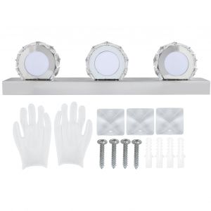 HJLIAN Miroir LED etanche moderne, eclairage avant rond pour maquillage, accessoire de salle de bain, 85-265 V, 3 lumieres 12 W - Neuf