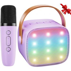 ERYI-Machine À Karaoké Avec 1 Microphone Sans Fil Pour Enfants, Haut-Parleur Avec Effets De Changement De Voix & Lumières Led Garçons Filles Cadeaux Fête À Domicile Purple - Neuf