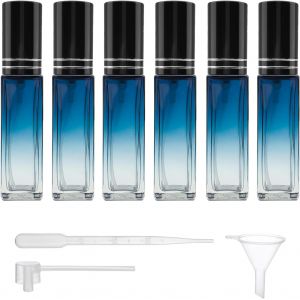 Vaporisateur Parfum,6 Pi&egrave;ces 10 ml Flacon Parfum Vide avec Entonnoir et Pipette pour Voyage et Vacances (Bleu) - Neuf