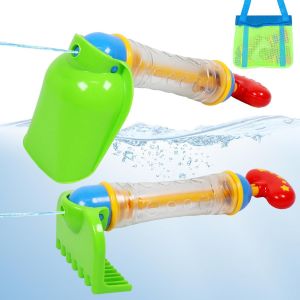 Kalanka-2 Pièces Pistolet A Eau, Jouet Pistolet À Eau Pour Enfant, Puissant Pistolet À Eau Avec Pelles De Plage Et Sac Plage Jouet, Jouets De L'eau Pour Enfants Pour La Piscine Extérieure Et La Plage - Neuf