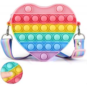 Fidget Toy Bag Push Pop Bubble It 2 en 1 Sac à main portefeuille,silicone multicolore sensoriel épaule Messen - Neuf