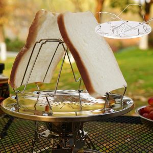 ChenQuanSarl-PlateauDeGrillePainPliableEnAcierInoxydableMiniGrillePainAvecSupportPourPiqueNiqueVoyageToastRack4TranchesDeAuToastsPortableLaCuisinireEnPleinAirEnFamille - Neuf