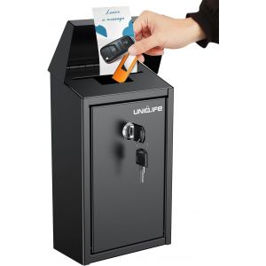 Utigh-Boîte Aux Lettres Murale Verrouillable, Boîte De Collecte De Dons Métal Serrure À Clé, Boîte À Suggestions Sécurisée, Boîte Aux Lettres Murale Fente, Boîte Dépôt Fonds, Le Bureau L'entreprise - Neuf