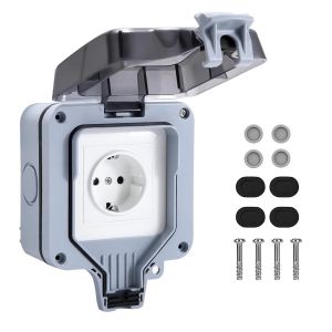 Prise &Eacute;tanche Ip66, Prise Exterieur R&eacute;sistant Aux Intemp&eacute;ries, Bo&icirc;te De Derivation Ext&eacute;rieure Murale, Protection Multiprise Pour Cuisine, Garage, Salle De Bain, Piscine Et Gardin - Neuf