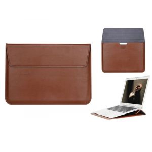 Housse en cuir synth&eacute;tique avec support pour MacBook 15 pouces - Marron - Neuf