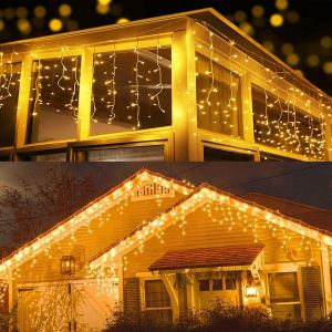 No&euml;l Rideau Lumineux Exterieur, 20m 600 Led Guirlande Lumineuse Fen&ecirc;tre &Eacute;lectrique 8 Modes D'&eacute;clairage Etanche Noel Decoration Pour Int&eacute;rieur Maison Mariage F&ecirc;te Balcon Chambre, Blanc Chaud - Neuf