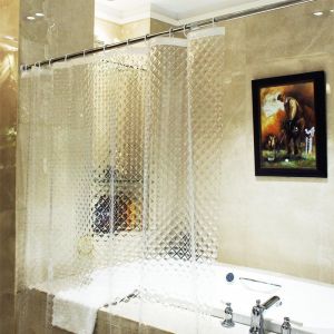 KALANKA-Rideaux de Douche EVA &agrave; Effet 3D, 180 x 180 cm Rideau de Bain Semi Transparent &Eacute;tanche Anti-Moisissure, Rideau de Salle de Bain avec 12 Anneaux pour Douche &agrave; Domicile ou Baignoire - Neuf