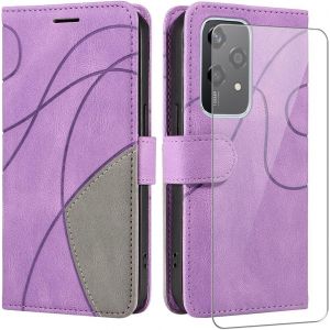 Kal-Coque Pour Honor 200 Lite 5g (6.7"" Inches) Avec 1 Pièces Protection Écran En Verre Trempé, Couleur Combinaison Pu Cuir Flip Portefeuille Housse Étui Pour Honor 200 Lite 5g - Violet - Neuf