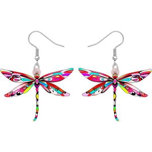 Kal-Acrylique Fleur Libellule Boucles D'oreilles Pendentif Cadeaux Femme Insecte Libellule Boucles D'oreilles Printemps Été Bijoux - Neuf