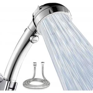 Pommeau de douche à main avec tuyau,pommeau de douche haute pression avec bouton d'arrêt,pommeau de douche amovible économiseur d'eau avec bouton marche/arrêt,3 jets de réglage - Neuf