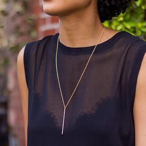 Collier Long En Or Collier Pendentif En Forme De Barre Cha&icirc;ne D&eacute;licate Collier Minimaliste Bijoux Pour Femmes Et Filles[Col9220595] - Neuf