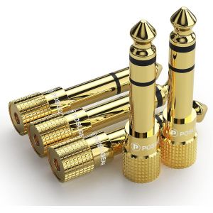 LORANKA-Adaptateur Jack 6.35 3.5, Adaptateur Jack 6.35mm M&acirc;le vers 3.5mm Femelle (5 Pack), Adaptateur Prise Jack St&eacute;r&eacute;o Plaqu&eacute; Or pour Casque, Piano, Amplificateur, Tablette ect - Neuf