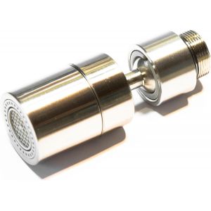 KALANKA-Mousseur Aérateur métal NICKEL BROSSÉ compatible avec robinets IKEA M18.5. Pivotant à 360 degrés et inclinable 80°. Filtre intégré. - Neuf