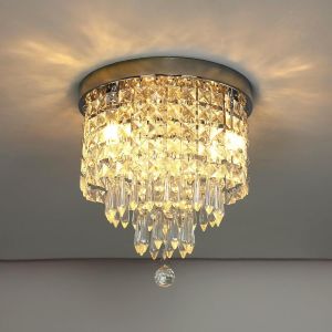 Lustre Moderne En Cristal Avec Design Élégant - Plafonnier En Cristal - Largeur : 25 Cm - Hauteur : 24 Cm - 3 Douilles Pour Couloir,Salon,Chambre À Coucher,Salle À Manger,Hôtel - Neuf