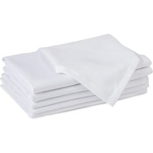 Sjzg-Serviettes En Tissu De Coton # Ensemble De 6 # Taille 43x43 Cm # Couleur Unie Blanc# Lavable En Machine - Neuf