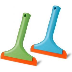 Ventes promotionnelles 2pcs Raclette de fenêtre en silicone,Petite raclette de douche,Miroirs de fenêtre,Verre,Cuisines,Salles de bains (Bleu + Vert) - Neuf