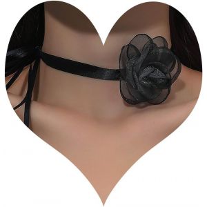 Kal-Collier Ras Du Cou En Dentelle Fleurie Collier Fleur De Cam&eacute;lia Noir Collier Collier Dentelle Fleurie Noire Collier Dentelle Fleurie Vintage Collier Dentelle Velours Bijoux - Neuf