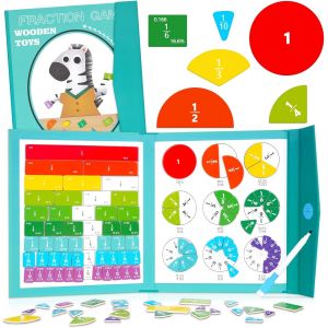 KAL-Jeux Éducatifs Mathématiques, Jouet Mathématiques Montessori, Fractions Aimantées, Kits Scientifiques Éducatifs Pour École Primaire, Jeux Pour Apprendre Les Fractions, Jouets Montessori 5 6 7 8 9 - Neuf