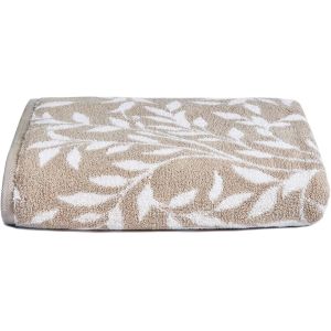 Jgd-- Serviette De Bain Vintage Motif Feuilles Naturelles (50 X 90 Cm) - 100% Coton - Toucher Doux - Accessoire De Salle De Bain - Neuf