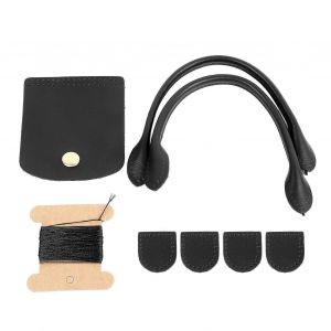 Sangle de sac &agrave; main en cuir bricolage &agrave; la mode poign&eacute;e de sac &agrave; main avec rabat couverture fermeture &eacute;clair stoppeur pour sac &agrave; main fabrication fournitures noir sup&eacute;rieur en cuir - Neuf