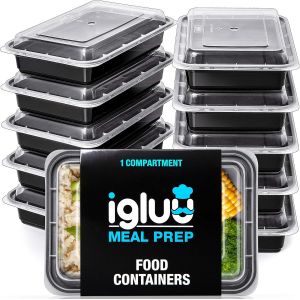 MEVRONISSHOP-Lot de 10 Bo&icirc;tes alimentaires rectangulaires pour pr&eacute;paration des repas - R&eacute;utilisables, sans BPA - Compatibles Micro-ondes, lave-vaisselle et cong&eacute;lateur - Neuf