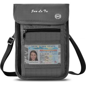 nzqaf-Pochette Tour de Cou Voyage Sécurisée RFID Blocage Sac de Passeport pour Femme Homme, Imperméable Sac de Cou Anti-Vol Pochette Voyage pour Document Voyage, éléphone, Passeport, Carte - Neuf