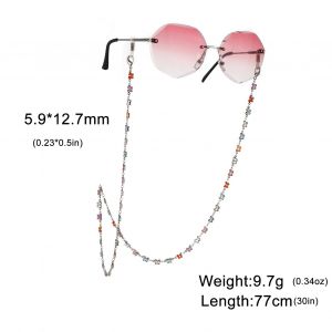 Cha&icirc;ne De Lunettes En Forme De Coeur En Cristal Color&eacute;, Cha&icirc;ne De Lunettes De Soleil En Acier Inoxydable Pour Femmes, Accessoires De Bijoux Boh&egrave;me &Agrave; La Mode--B Steel Color - Neuf