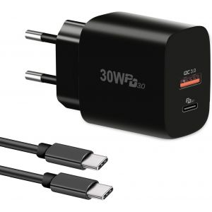 TRAHOO-30W Chargeur Rapide USB C,Cshare PPS PD&QC 3.0 Super Rapide Adaptateur Prise Secteur Compatible avec iPhone 13 Pro Max 12 Pro Samsung Galaxy S22 Ultra S21 Note20 Google Pixel 6 Pro,2 M USB-C C - Neuf