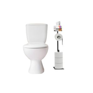 Porte-papier toilette avec &eacute;tag&egrave;re pour t&eacute;l&eacute;phone, pr&eacute;sentoir &agrave; papier toilette autoportant pour salle de bain - Neuf