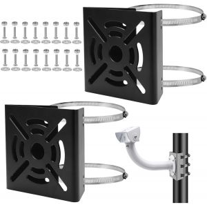 2 Universel Montage sur Poteau Vertical, Support de Montage de Cam&eacute;ra de S&eacute;curit&eacute; Vertical, Support Camera Exterieur avec 4 Boucles R&eacute;glables, pour Cam&eacute;ras de Vid&eacute;osurveillance, Panneaux Solaires - Neuf