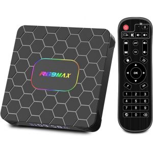 MEVRONISSHOP-Android TV Box,R69MAX Android 14.0 TV Box with 4Go RAM 64Go ROM RK3528 Quad Core Arm Cortex A53 Mali-450 GPU Support 8K 3D 1080P 2.4/5.0GHz WiFi BT5.0 10/100M Ethernet DLNA HDMI2.0 USB3. - Neuf