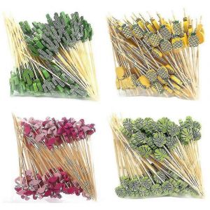 100pcs Jetable Brochettes De Bambou Pics Alimentaires Buffet Cupcake Fourchette De Fruits Gâteau De Fête Dessert Salade Bâtonnets De Légumes Cure-Dent Brochette - Neuf