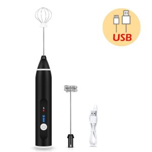 Mousseur à lait électrique, rechargeable par USB, trois vitesses réglables pour cafés mousseux, crèmes, lattes, cappuccinos, jus - Neuf