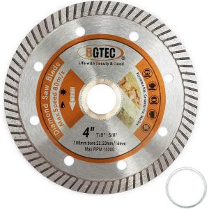 Disque Diamant Turbo Super Mince - 105mm Lame de Scie Circulaire Diam&egrave;tre de l'al&eacute;sage 22,23 mm Pour d&eacute;couper la c&eacute;ramique/carrelage, le granite et les mat&eacute;riaux durs - Neuf