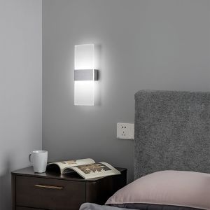 Applique Murale Led Moderne Int&eacute;rieur, Applique Murale Acrylique Givr&eacute; 10w, Pour Eclairage Escaliers Salon Chambre Couloir, Lumi&egrave;re Blanche 6000k, Argent&eacute; - Neuf
