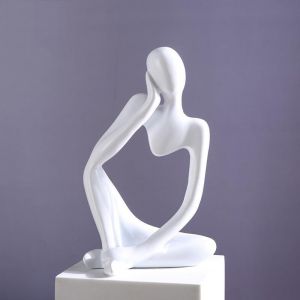 Statue Abstraite En Résine,Ornements De Statue De Penseur,Sculpture D'art Et Figurines,Décoration Moderne Pour Salon,Bibliothèque,Chambre À Coucher,Couloir,Bureau (Blanc) - Neuf