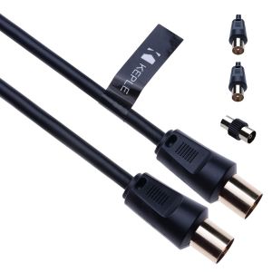 Câble d'antenne récepteur satellite pour enregistreur de télévision par câble récepteur parabolique pour distributeur satellite barre de son TV, HDTV, radio, DVB-T, DVB-C, DVB-S, FM, DAB coaxial 1,0 m - Neuf
