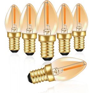 C7 Ampoule Bougie Led E14,E14 Vintage Edison Ampoule Décorative Veilleuse 0.5w Équivalent 5w,Ampoule À Filament Led Ambre E14 Candélabre 2200k Blanc Chaud,Non Dimmable,Lot De 6 - Neuf