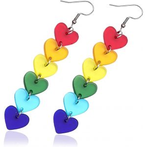 Kalhx-Boucles D'oreilles Arc-En-Ciel En Forme De C?ur Pour Femmes,Boucles D'oreilles Arc-En-Ciel Lgbt Gay Lesbian Pride Boucles,Légères En Acrylique/Éclatants,Unisexe Hommes Femmes Lesbian - Neuf