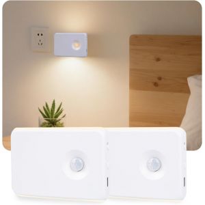 Lot De 2 Veilleuse Détecteur De Mouvement 3 Modes(Auto/Off/On),Blanc Chaud 3000k Détecteur Led Intelligente Rechargeable Lampe D'escalier Détecteur De Mouvement Pour Escalier Couloir Chambre Armoire - Neuf