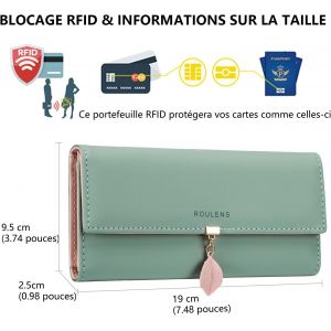 TZF-Portefeuille pour Femme, Porte-Monnaie en Cuir synth&eacute;tique avec Blocage RFID, Portefeuille &agrave; Boutons-Pression en Forme de Feuille - Neuf